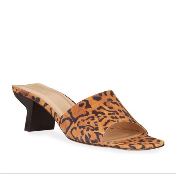 By FAR Lily Mule Leopard Animal Print Suede Square Toe Low Heel Slides Brown 8 - Picture 12 of 12